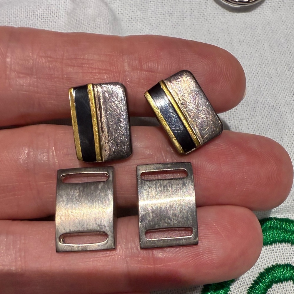 LOT: Silver tone necklaces, bracelets, cuff links  & brass key hook - Picture 2 of 8